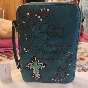 Teal Bible Cover with Embossed Design